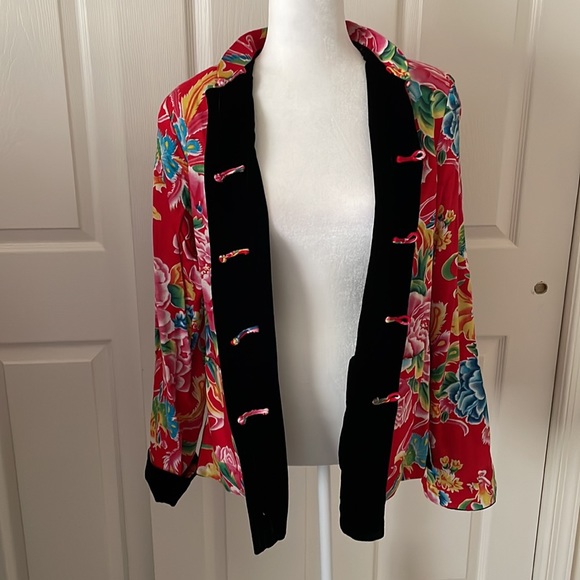 Reversible Velvet/Cotton Mandarin Collar Jacket - Picture 16 of 16